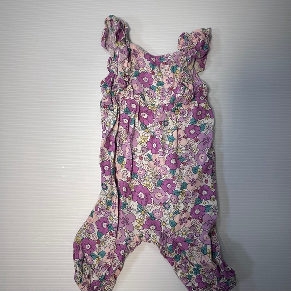 Baby Girl okie dokie Jumpsuit, 3M, Purple floral romper - Picture 1 of 7